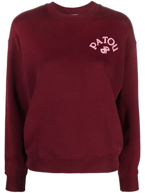 Flocked-logo organic cotton sweatshirt - Red