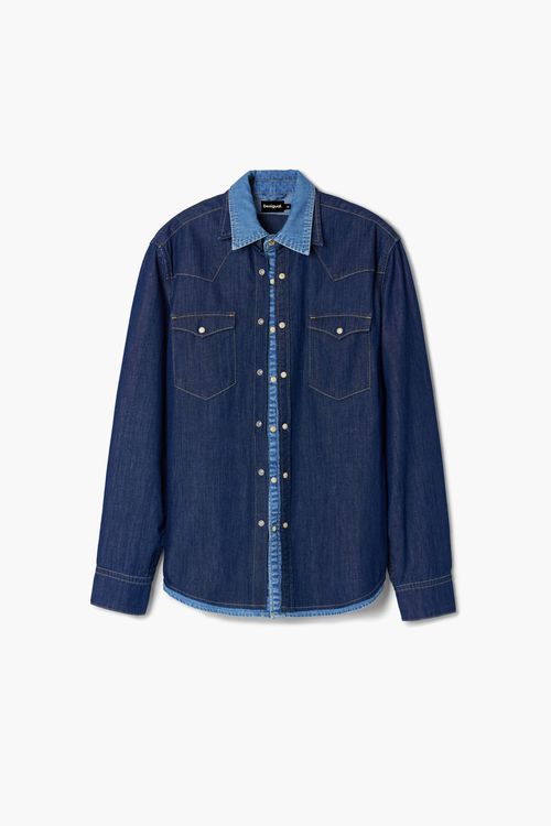 Patchwork denim shirt