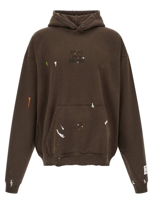 Hand-Painted Logo Hoodie — Brown