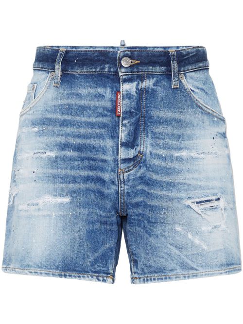 Distressed-effect shorts - Blue