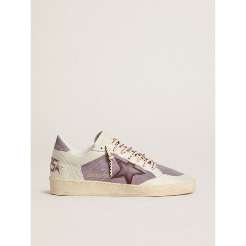 Golden Goose - Women’s Ball Star In Lilac Suede With Burgundy Leather Star And Lilac Suede Heel Tab, Woman