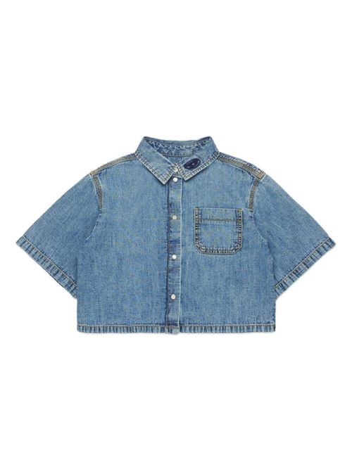 Girls Blue Cropped Shirt