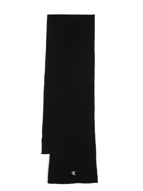 Logo-embroidered scarf - Black