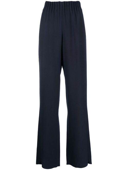 Pleat-detail wide-leg trousers - Blue
