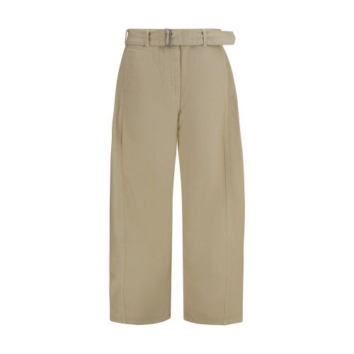 Wide-Leg Cotton Trousers — Beige