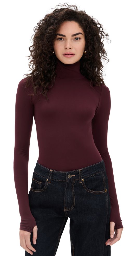 Commando Ballet Turtleneck Bodysuit with Thumbholes Raisin One Size