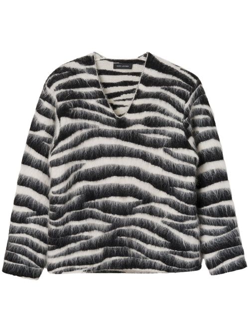 Brushed zebra-intarsia jumper - Black