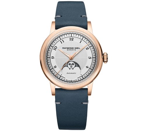 Women's Millesime Automatic Moon Phase Silver Dial Watch 35mm - Silver, Blue, Rose Gold