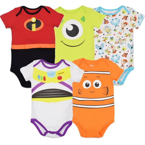 Disney Pixar Newborn Baby Boys 5 Pack Bodysuits 03 Months