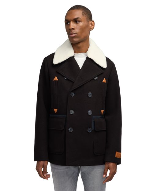 Men's Izak Peacoat With Contrast Detail And Removable Collar