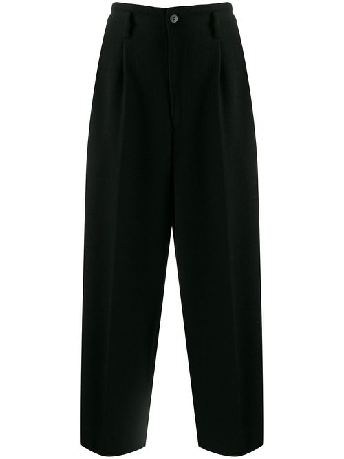 1980s straight cropped trousers - Black