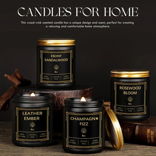 TEMU 4*, Scented Candles For Men, - Candles For Home Scented, Soy Candles, Scented Candles Set, Men Candle Set, Valentine's Gift