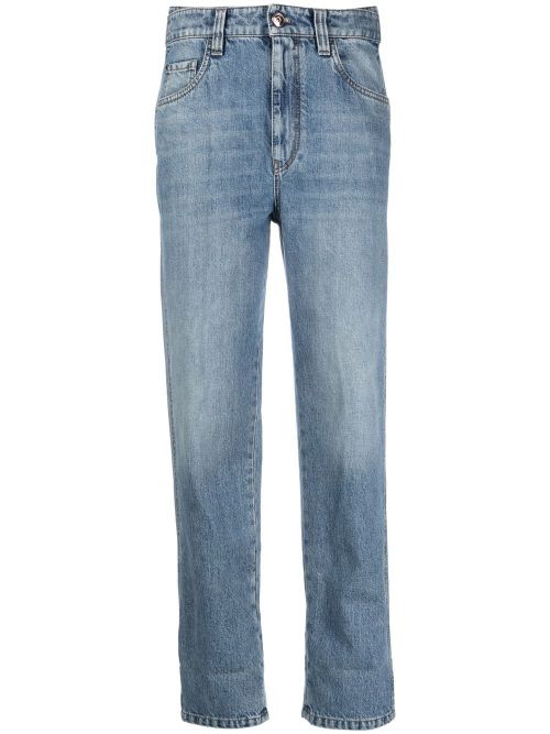 High-rise straight-leg jeans - Blue