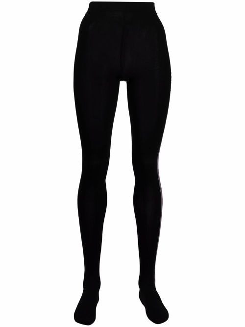 Intarsia side-stripe opaque tights - Black