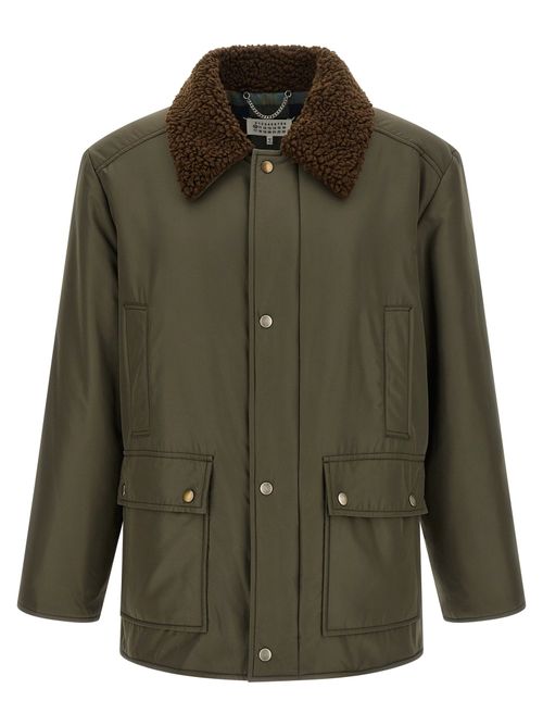 Shearling Collar Parka Jacket — Olive