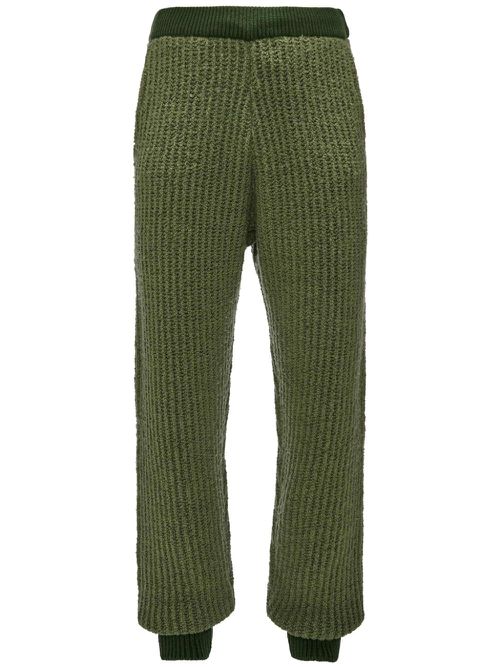 Wool blend knitted trousers - Green