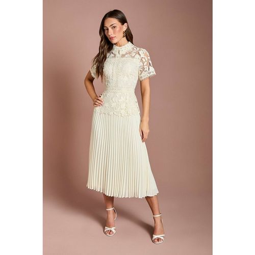 Coast Women's Lace Top Pleated Dress in Ivory