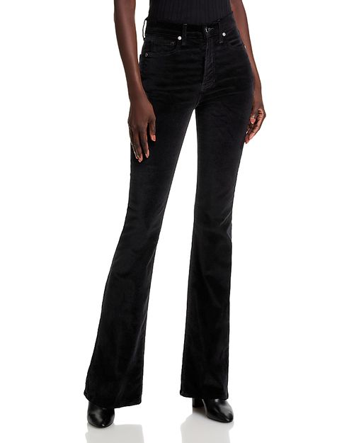Beverly High Rise Velveteen Skinny Flare Jeans in Black