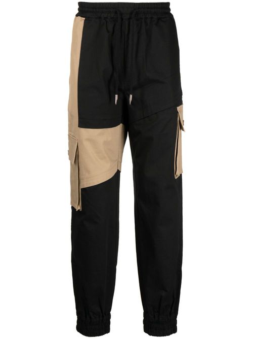 Colour-block panelled drawstring trousers - Black