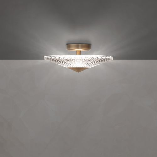 Origami LED Semi-Flush Ceiling Light in Aged Bra