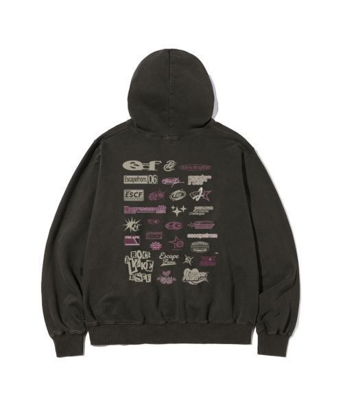 Logo Assembly Print Pigment Hoodie Charcoal