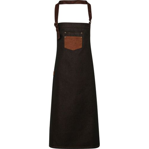 Division Waxed Look Faux Leather Denim Bib Apron