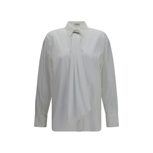 Monili-Embellished Cotton Shirt — White