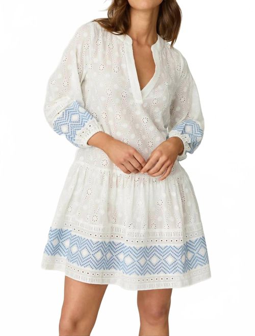 Umbrella Mini Dress In White/blue