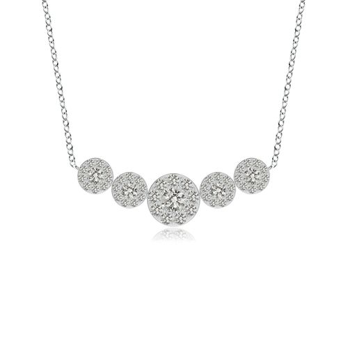 Angara 0.32 Carat Graduated Five Stone Diamond Halo Necklace in 18K White Gold