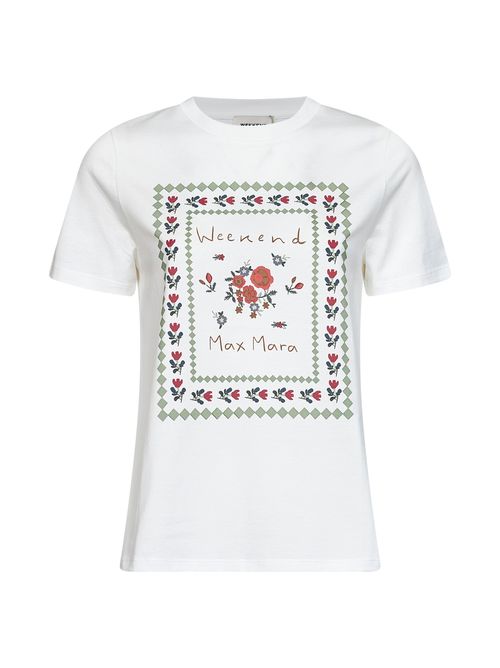Embroidery-Effect Floral Print T-Shirt — White