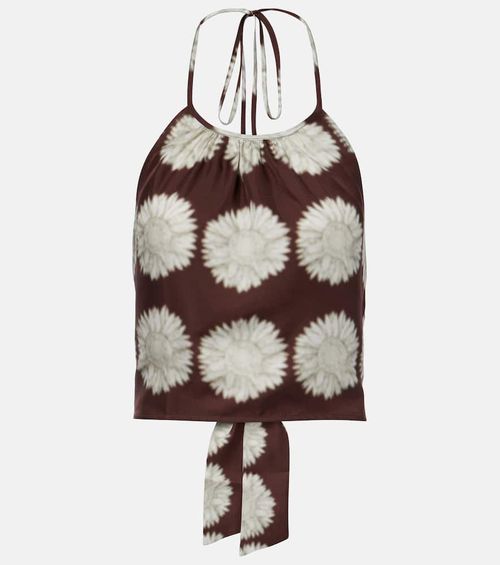 Bello printed halterneck silk top