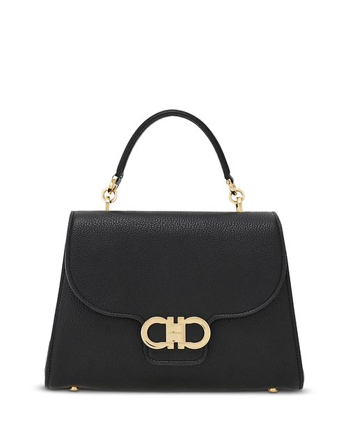 Double Gancino Small Leather Top Handle Bag