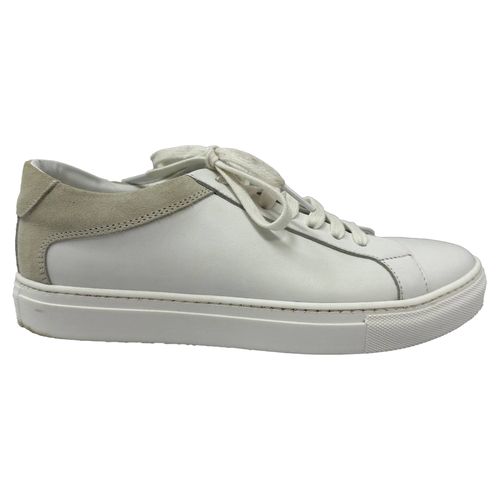 Low-Top Sneakers in White Leather and Suede