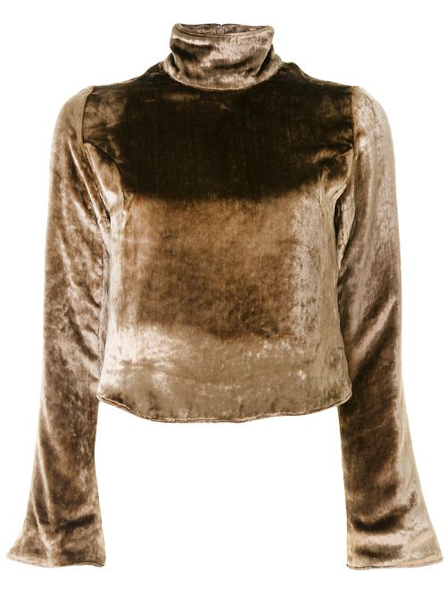 Velvet cropped sweatshirt - Brown