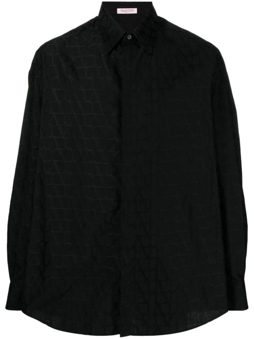 Black Black Texture Monogram Jacquard Shirt