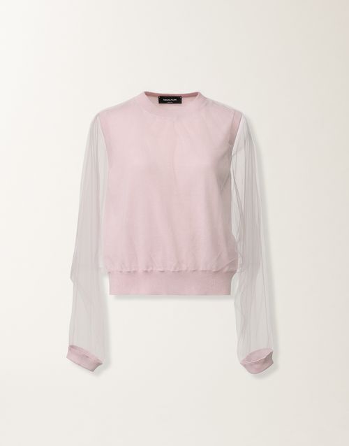Wool and cotton sweater, lilac pink