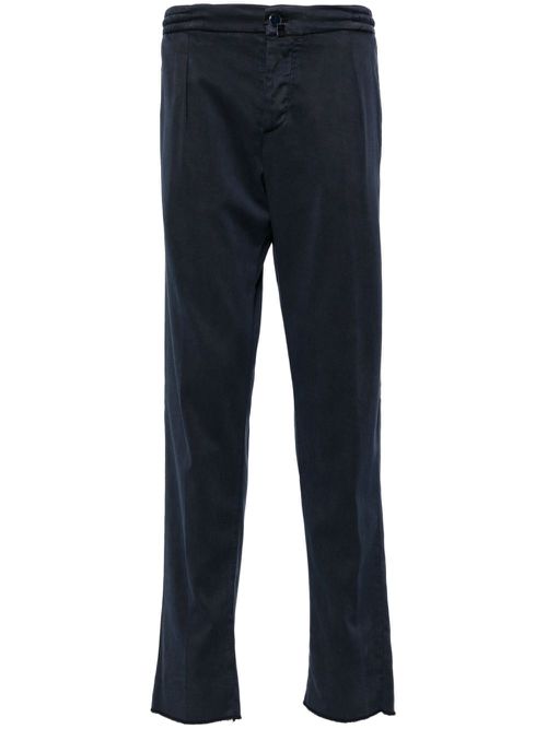 Pleated tapered-leg trousers - Blue
