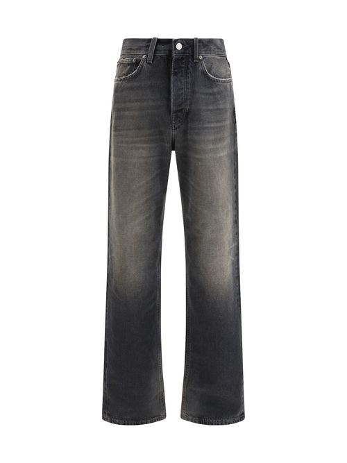 Loose-Fit Cotton Jeans — Black