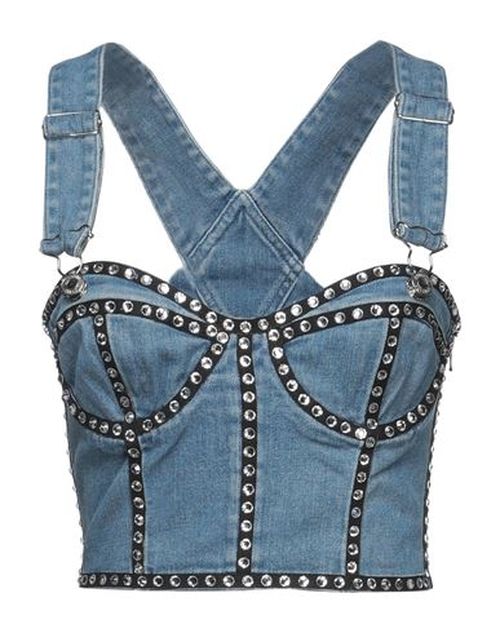Woman Top Blue Size 6 Cotton, Elastane