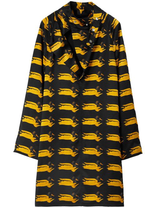 Duck-print silk minidress - Black