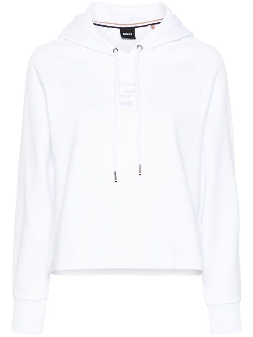 Logo-embroidered cropped hoodie - White