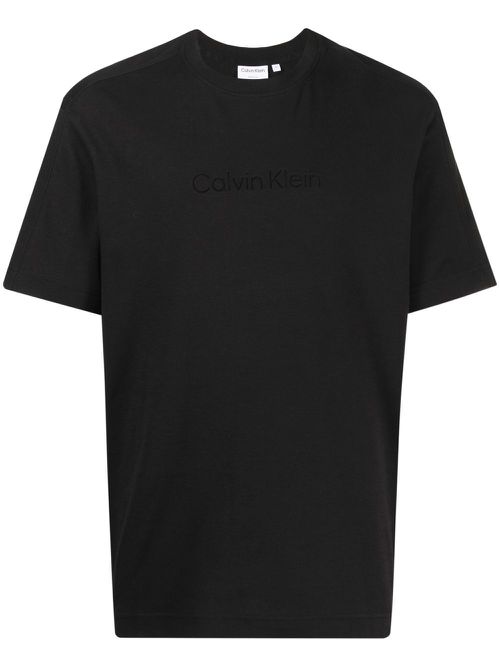 Logo-embroidered short-sleeve T-shirt - Black