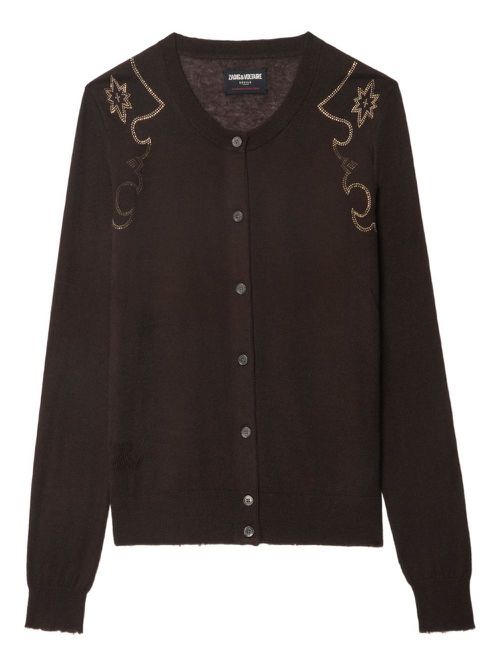 Embellished cashmere cardigan - Brown