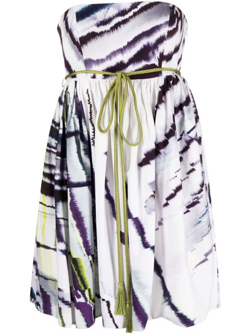 Off-shoulder flared mini dress - White