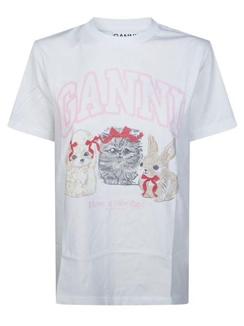 Women's Short-Sleeve T-Shirt with Mini Pets Print