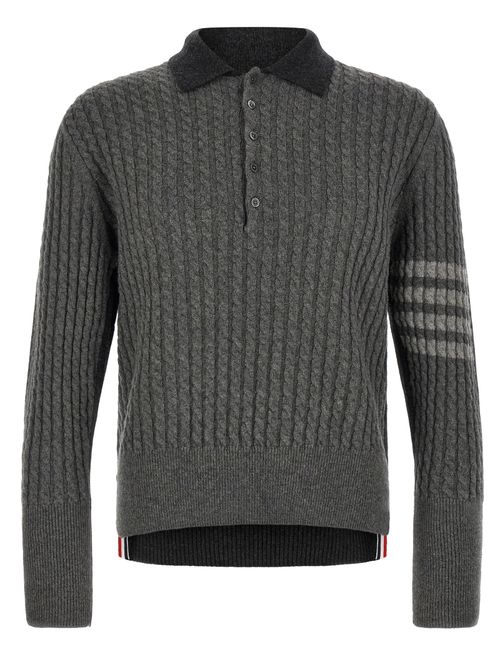 Braided Wool 2-in-1 Knit Polo — Dark Grey