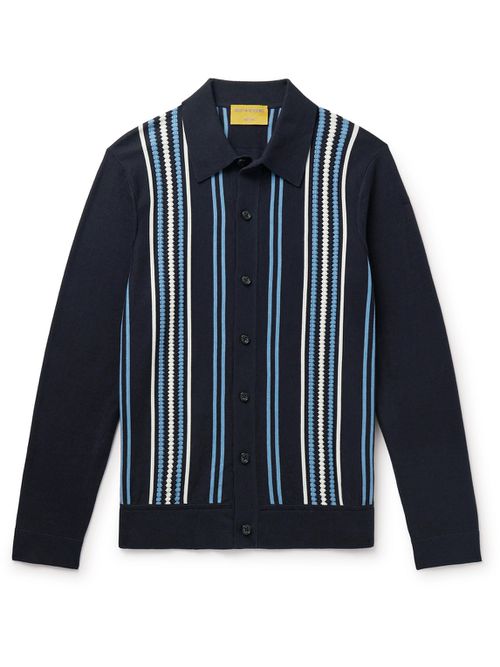 Guest In Residence 남성 Plaza Slim-Fit Striped Cotton Cardigan - Men - Blue - XL 0400646484590