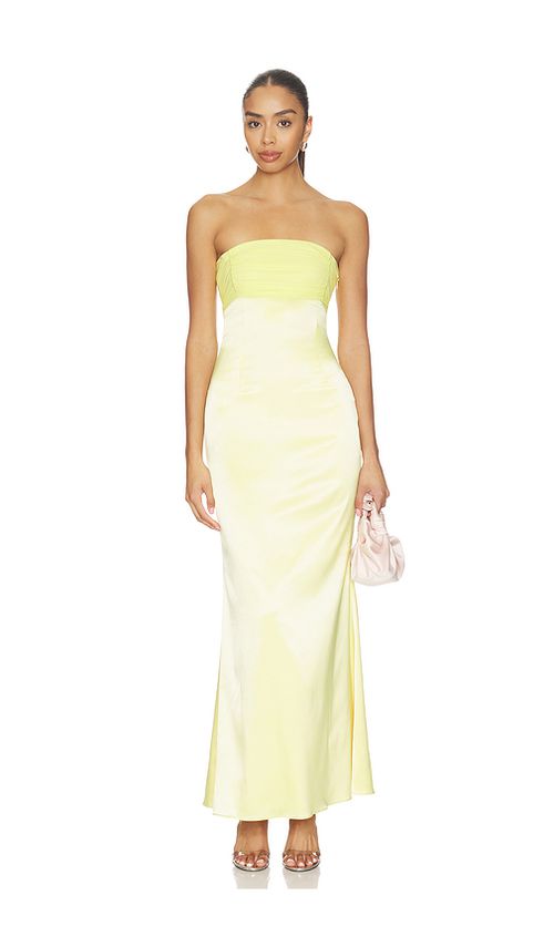 MORE TO COME Renata Strapless Gown in Yellow. XL also in L, M, S