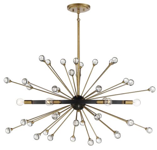 Ariel 6-Light Oval Chandelier in Como Black with Gold Accent
