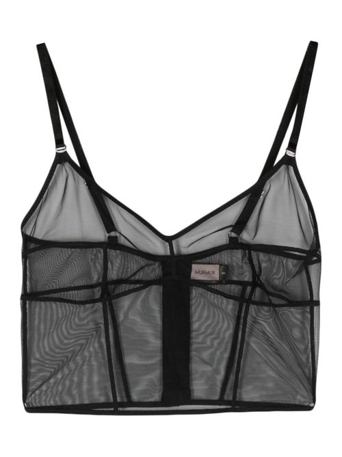 Haze panelled mesh bra - Black